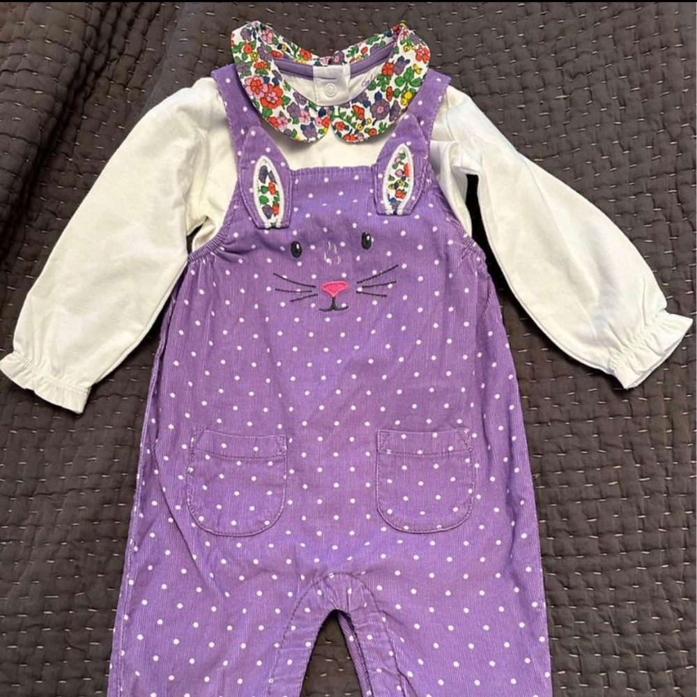 Baby Boden bunny dungaree 6-9 month NWT